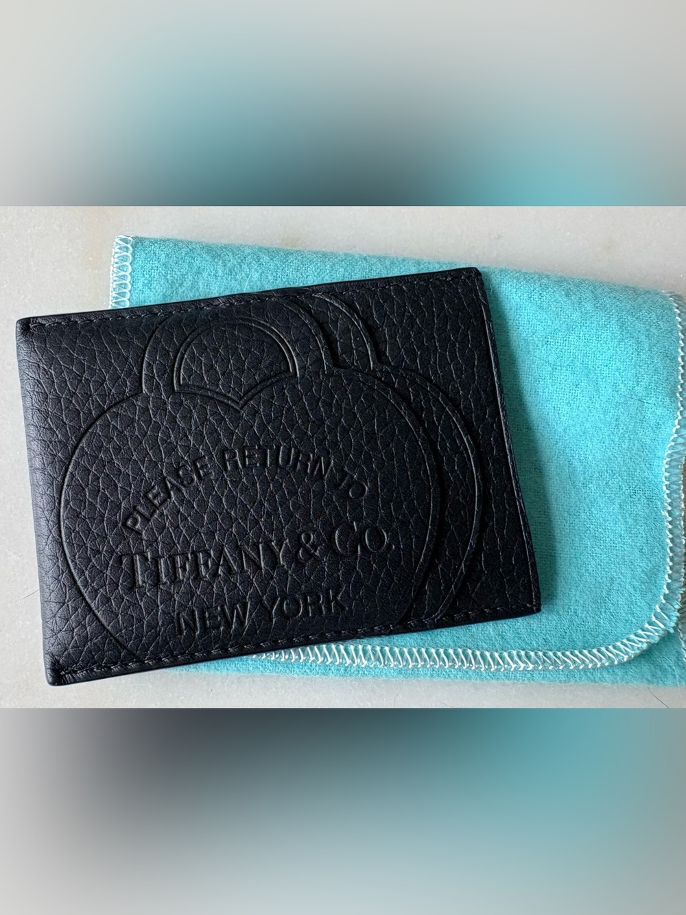 Tiffany & Co. Black Pebbled Leather Card holder